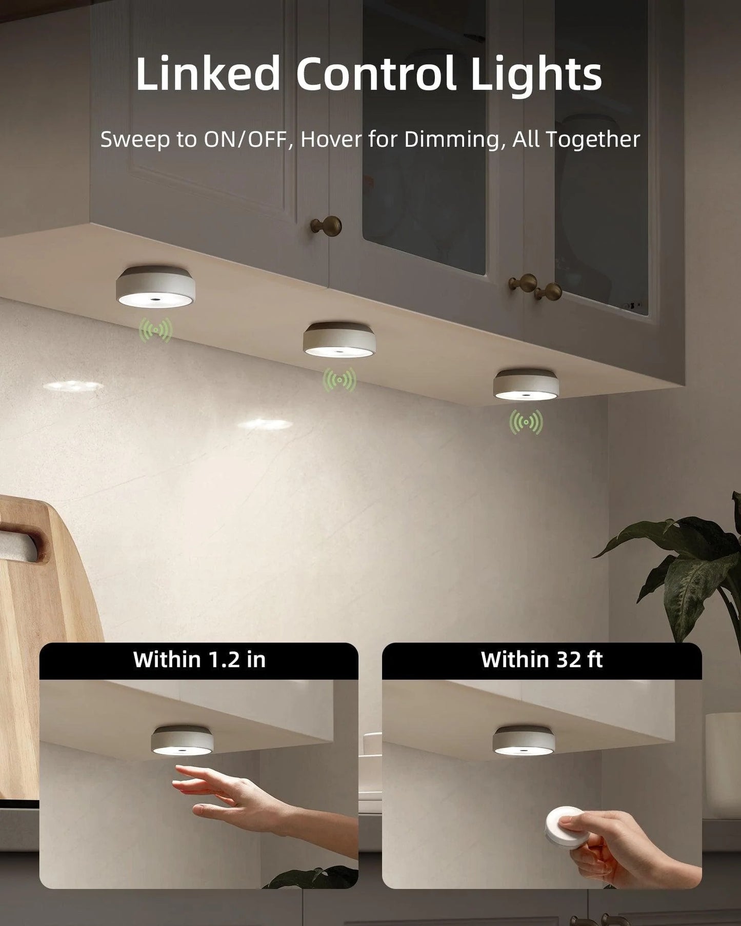 EZVALO Led Puck Lights Group Control Under Cabinet Lights with Remote (3pcs)