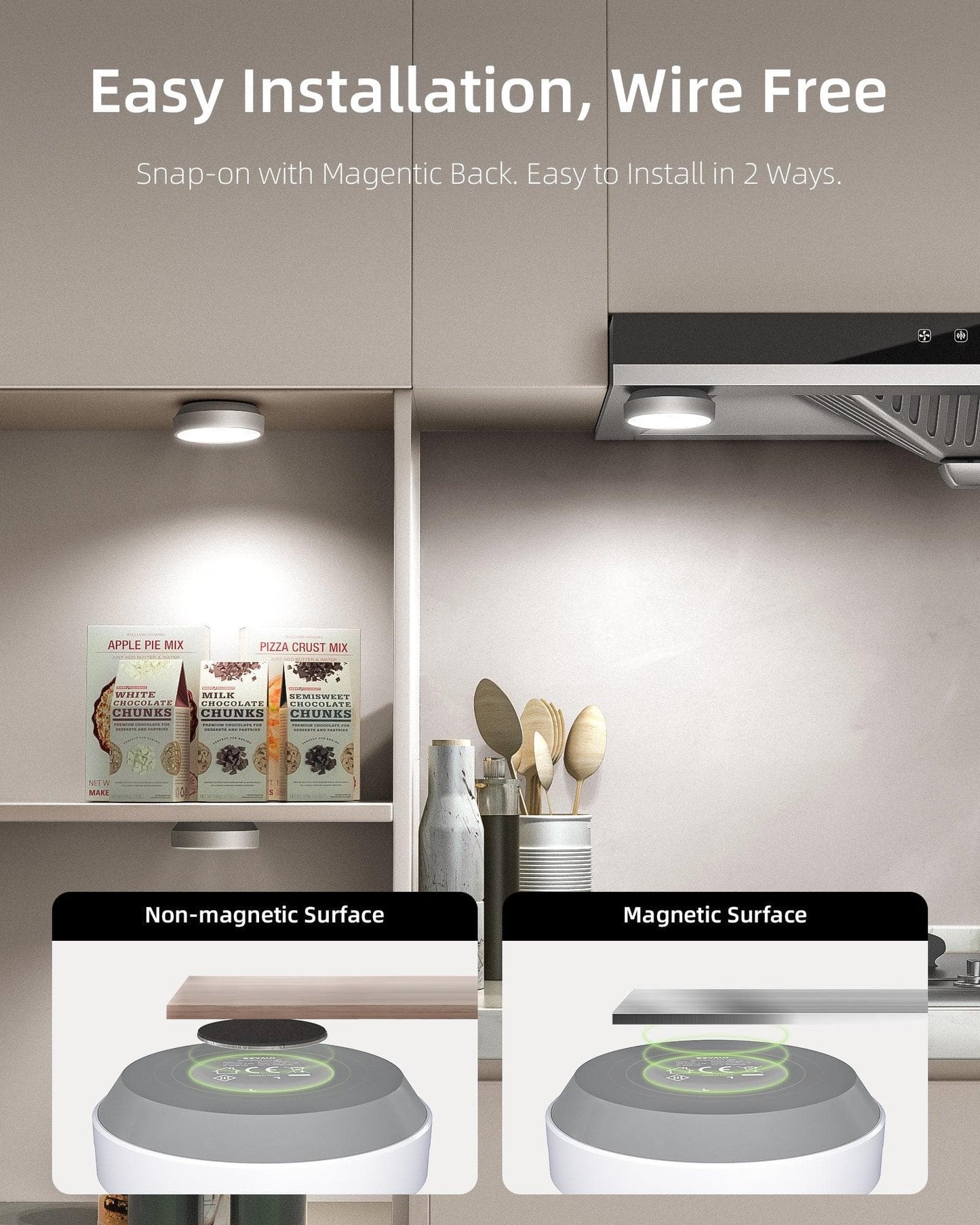 EZVALO Led Puck Lights Group Control Under Cabinet Lights with Remote (3pcs)