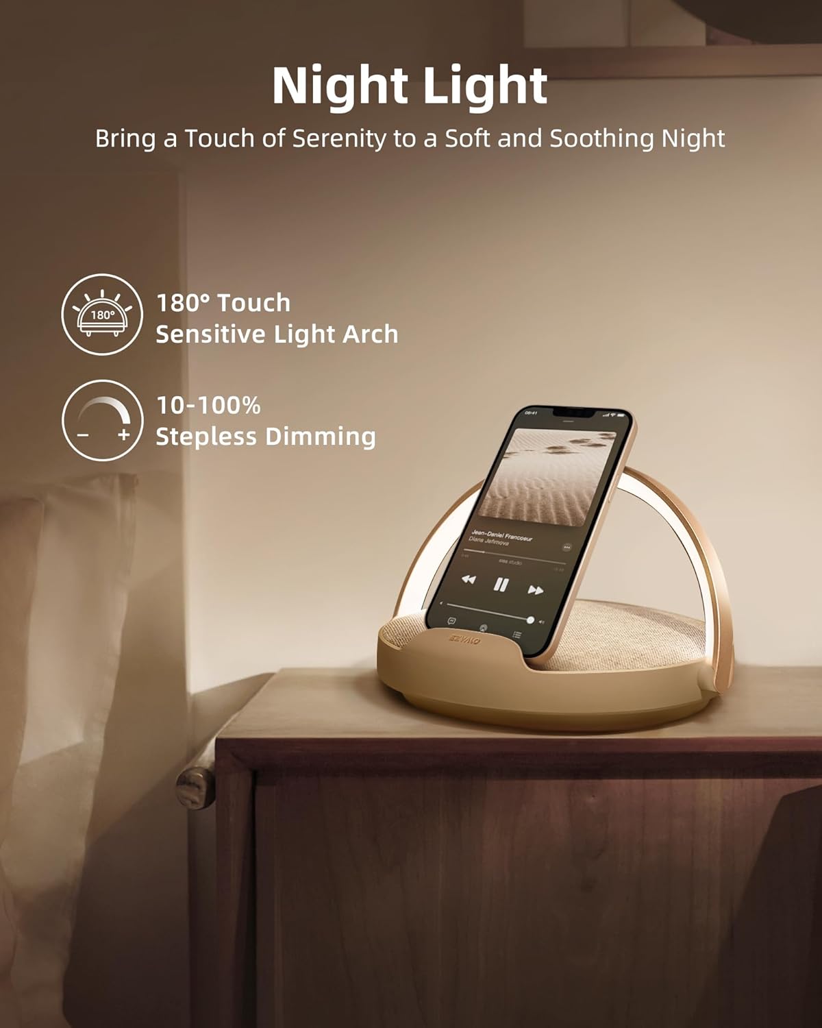 EZVALO EzFlex S Dimmable LED Night Light 10W Wireless Charging Bluetooth Speaker