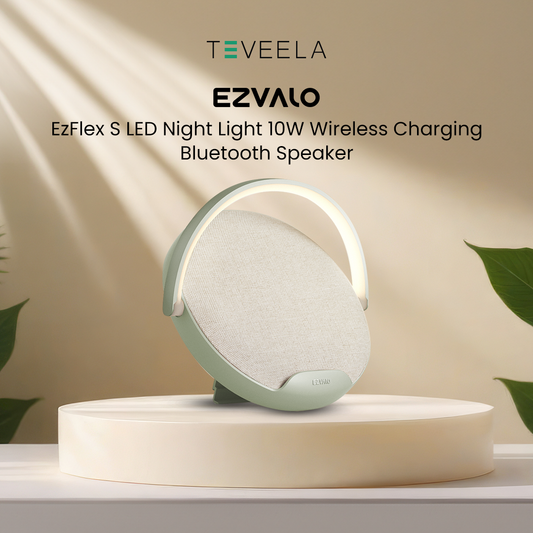 EZVALO EzFlex S Dimmable LED Night Light 10W Wireless Charging Bluetooth Speaker